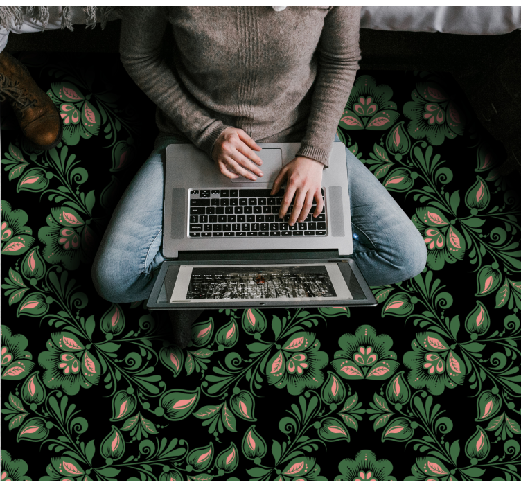 Floral Russian style ethnic rug - TenStickers