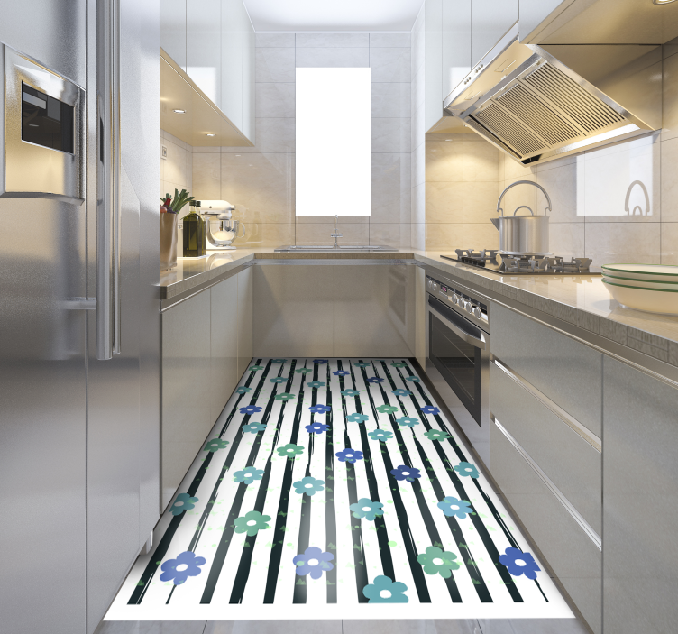 Pretty Floral Striped vinyl rug - TenStickers