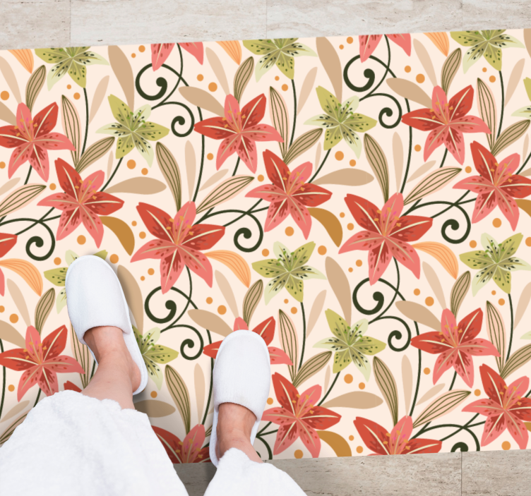 Floral Swirl Pattern flower rug - TenStickers