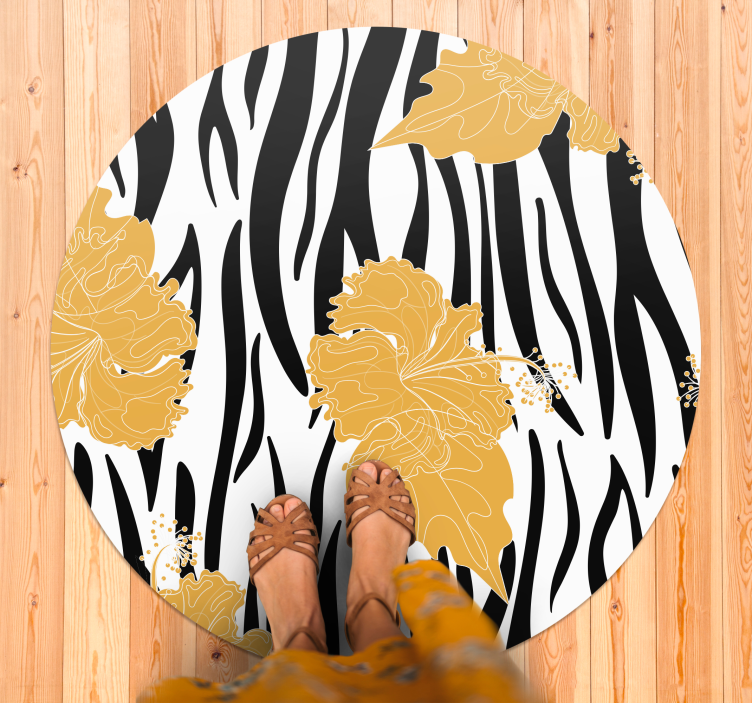 Floral Zebra Motif animal print rug - TenStickers