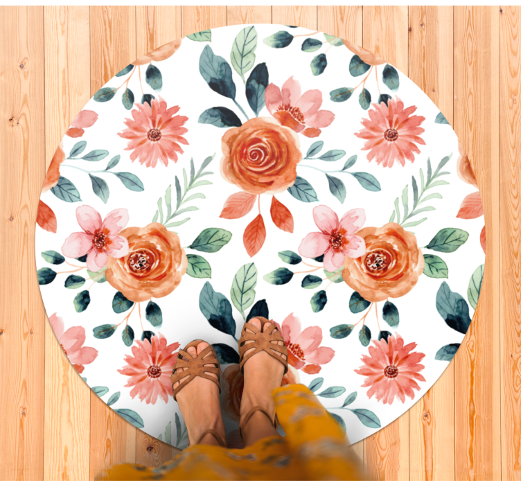 Floral Blossom Circle entrance hall rug - TenStickers