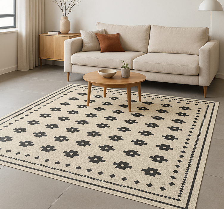 Flower mosaic living room rug - TenStickers
