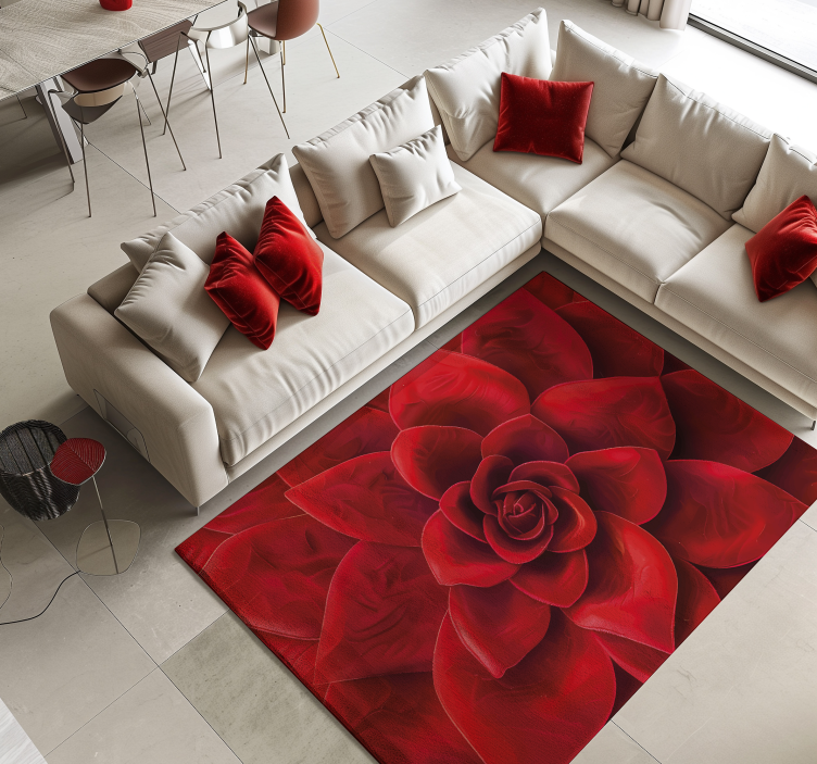 Flower petal design red rug - TenStickers