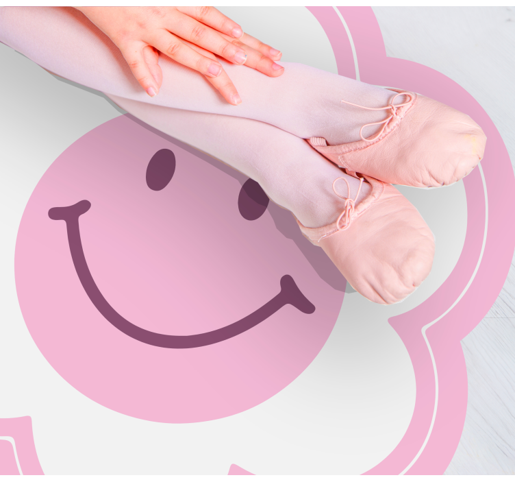 Flower pink and white smiley face bedroom rug - TenStickers