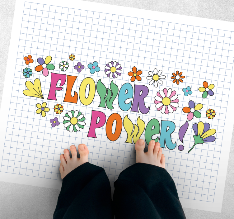 Flower Power Design floral rug - TenStickers