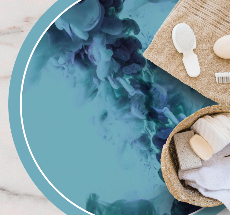 Fluid Teal Waves bathroom mat - TenStickers