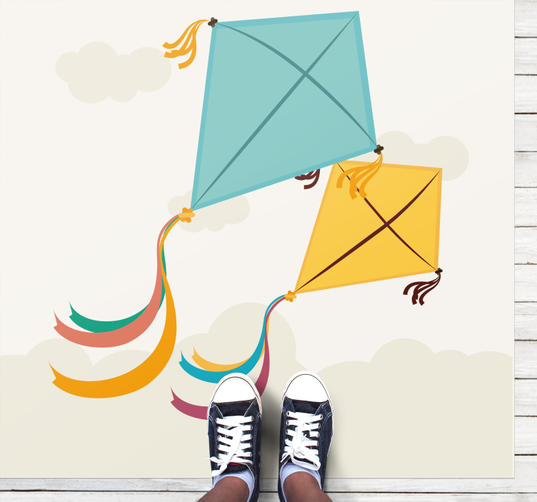 Flying Kites Illustration kids carpet - TenStickers