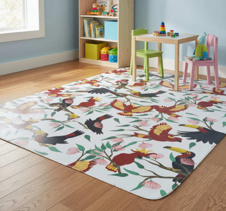 Flying parrots and toucans animal mat - TenStickers