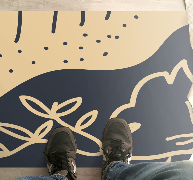 Beige leafy motif nature rug - TenStickers