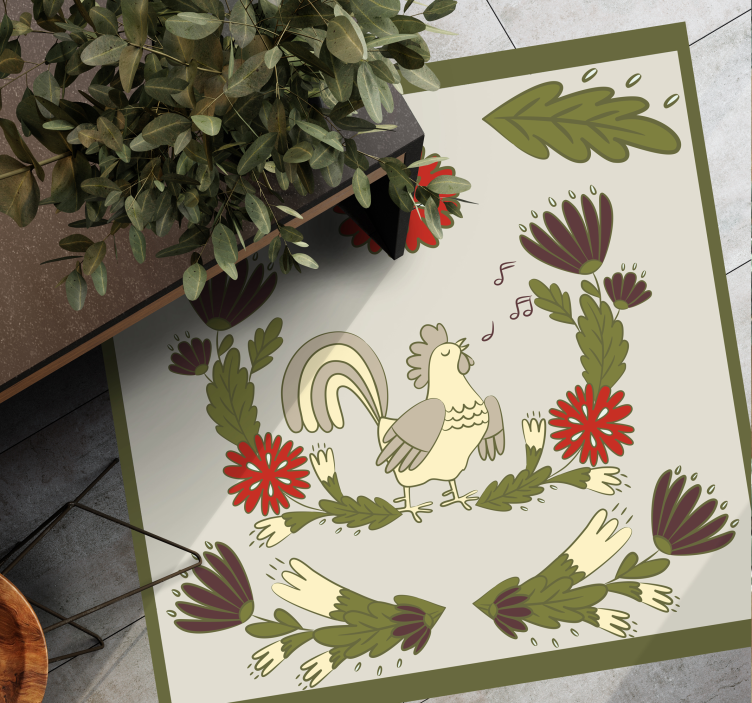 Folklore rooster animal mat - TenStickers