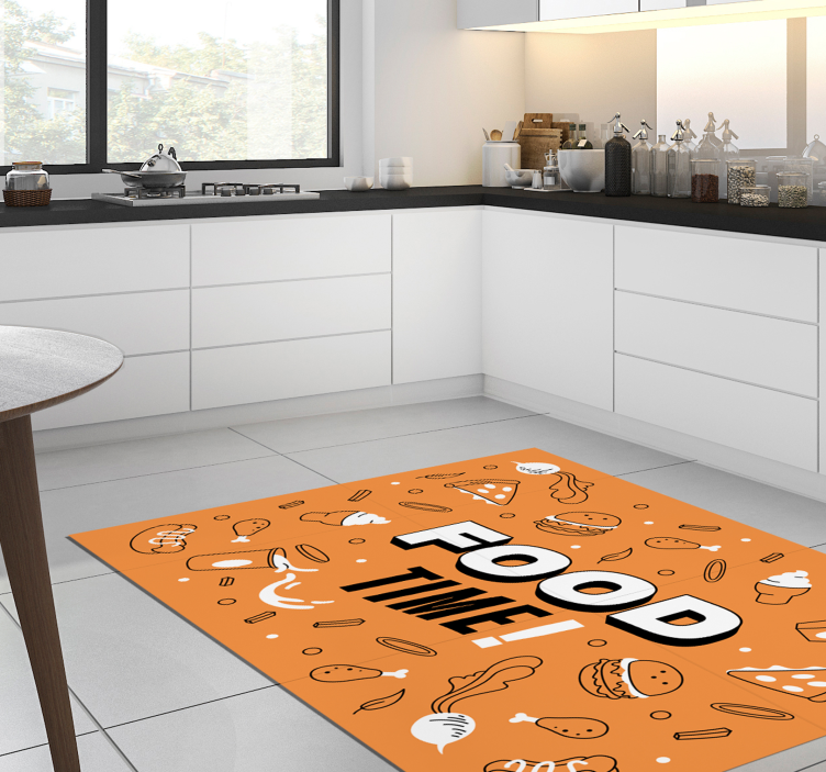 Food Time Illustration kitchen mat - TenStickers
