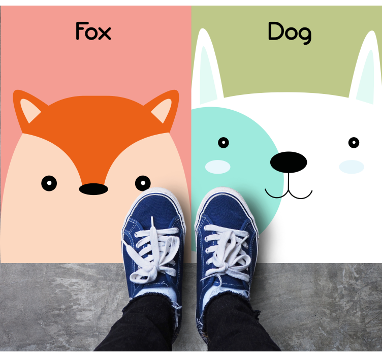 Fox and dog faces kids carpet - TenStickers