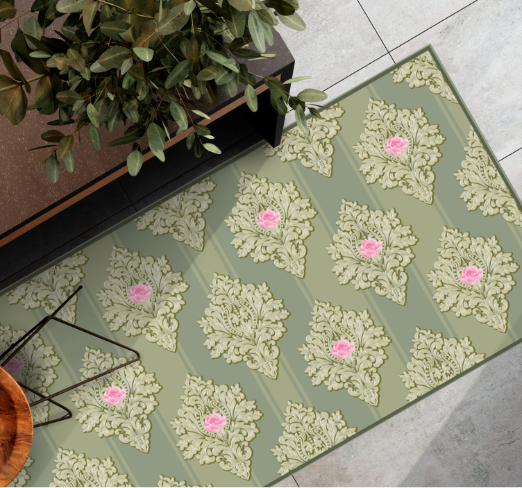 French green vintage pattern rug - TenStickers