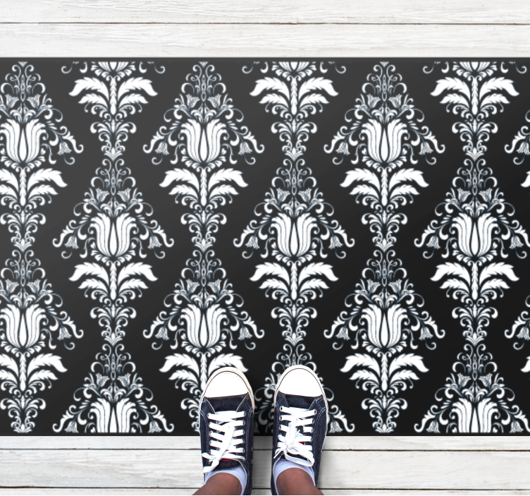 French Provincial black  floral rug - TenStickers