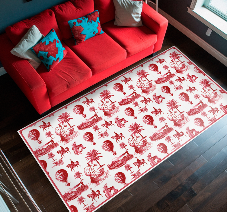 French vintage hot air balloons rug - TenStickers