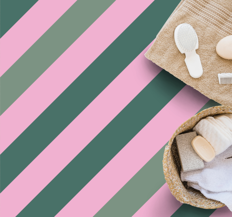 Grey and pink lines stripes rug - TenStickers