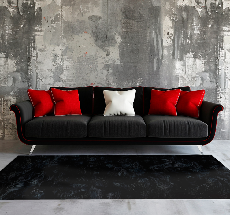 Fur effect black vinyl rug - TenStickers