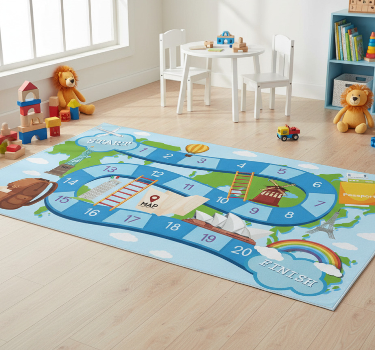 Game rug board game around the world - TenStickers