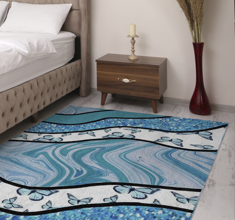 Gentle azure currents texture rug - TenStickers