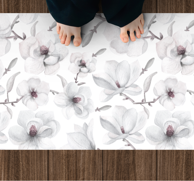 Soft grey Concept floral rug - TenStickers