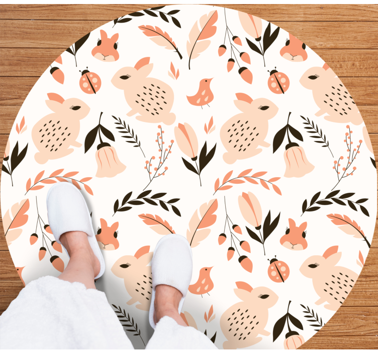 Gentle Bunny Floral kids carpet - TenStickers