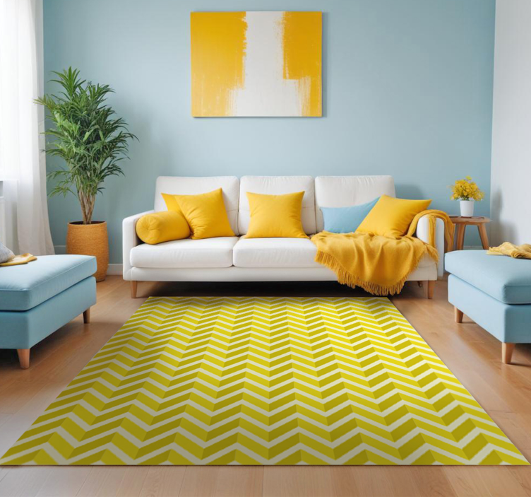 Geometric arrow design yellow rug - TenStickers