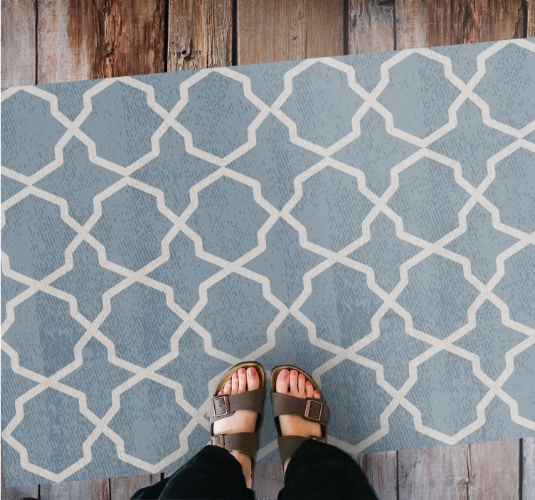 Geometric Blue Motif tile carpet - TenStickers