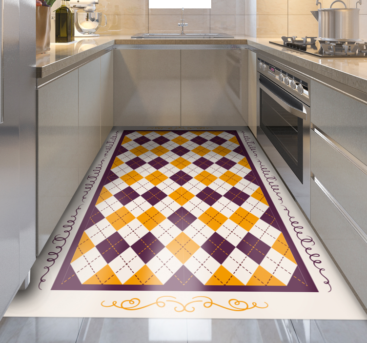 Geometric Chevron Motif tile carpet - TenStickers