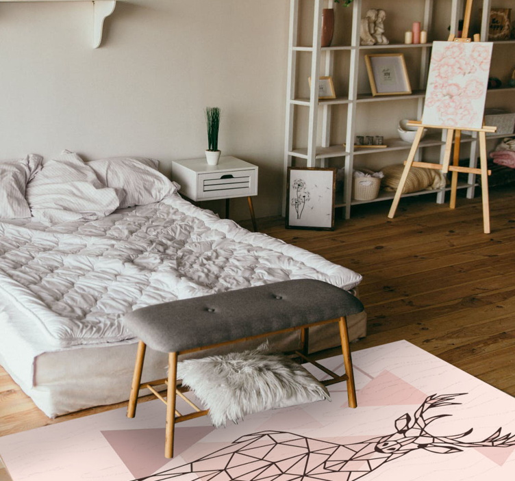Geometric deer art bedroom carpet - TenStickers