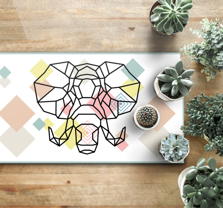 Origiami elephant head modern rug - TenStickers