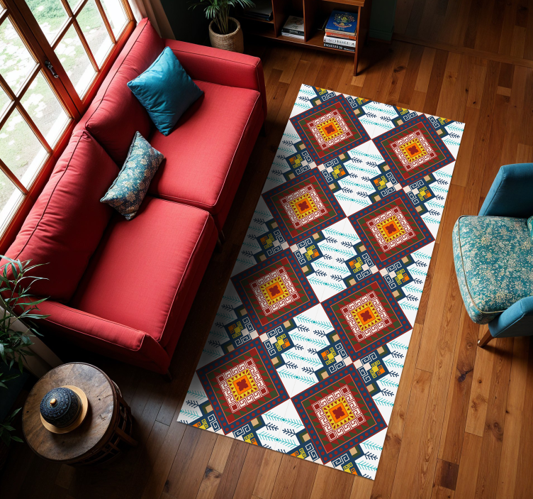 Geometric ethnic pattern mosaic floor tiles - TenStickers