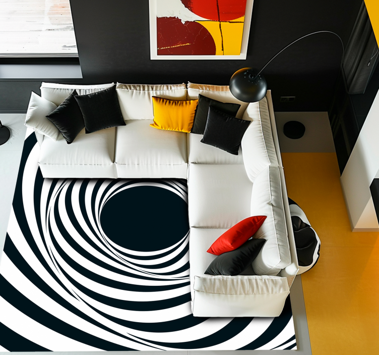 Black White Swirling Pattern geometric rug - TenStickers