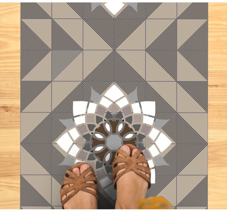 Geometric Floral Motif mosaic rug - TenStickers