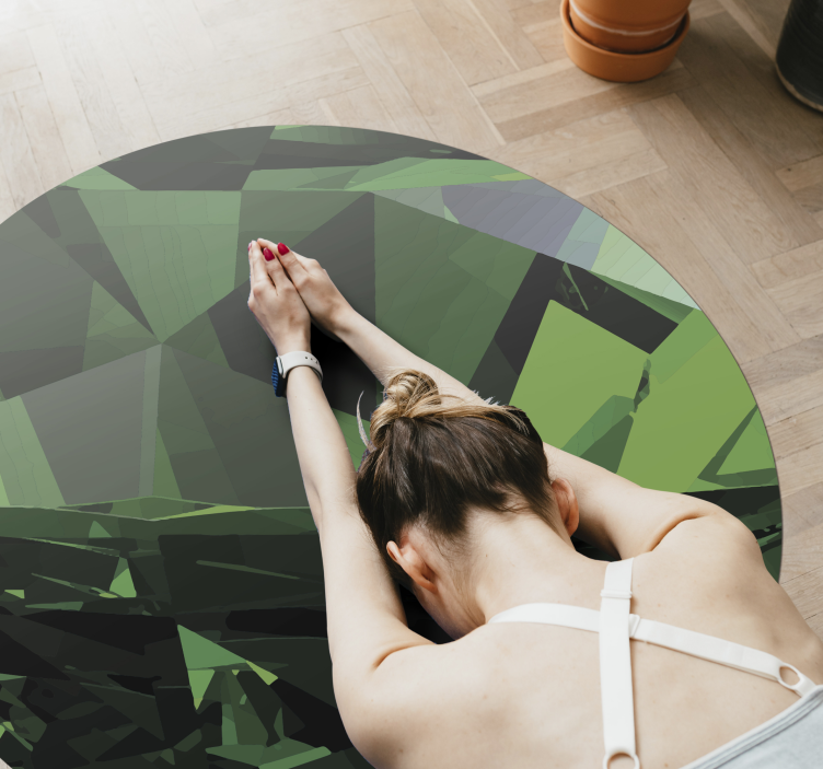 Geometric Green Facets texture rug - TenStickers