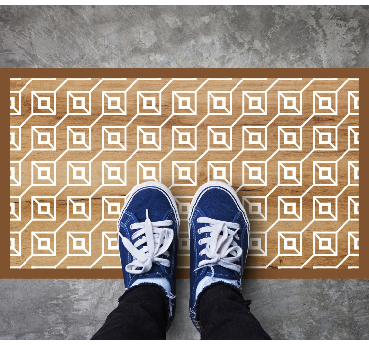 Geometric Motifs wood effect rug - TenStickers