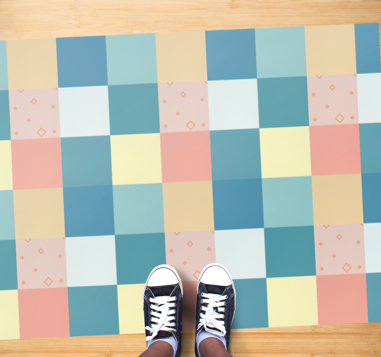 Geometric Pastel Checkerboard geometric rug - TenStickers