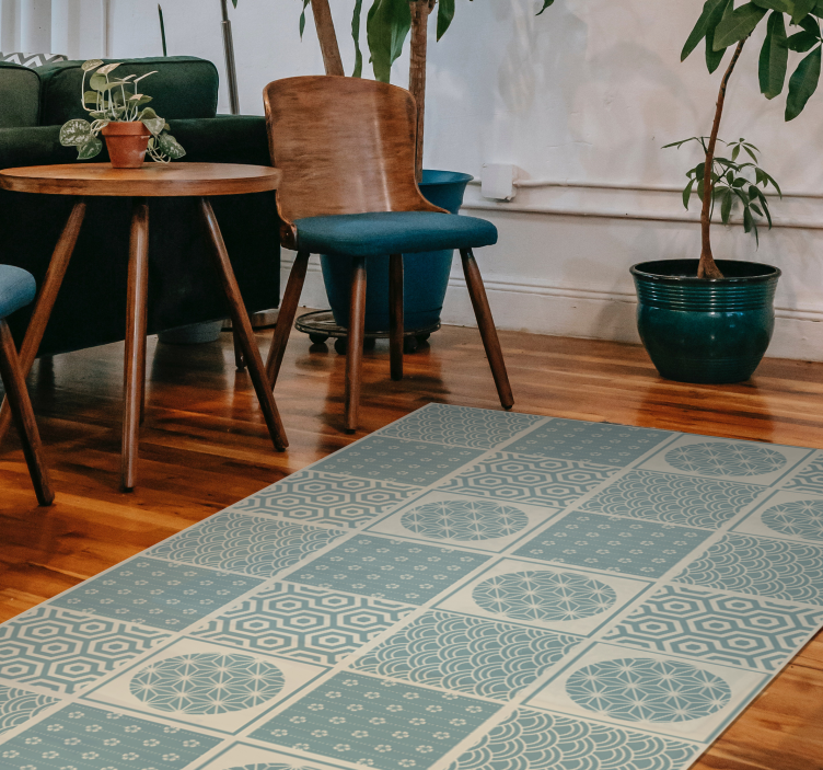 Geometric patterned blocks tile carpet - TenStickers