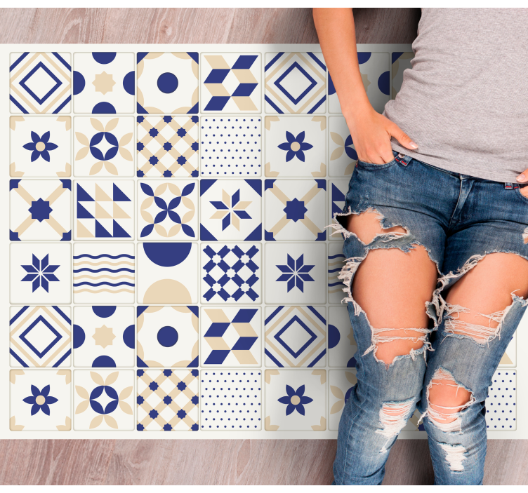Geometric pattern tile carpet - TenStickers