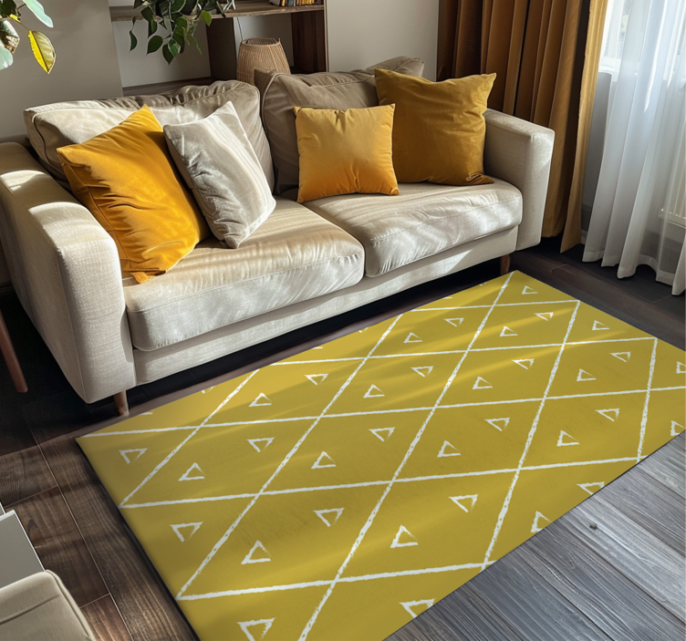 Geometric rhombus pattern yellow rug - TenStickers