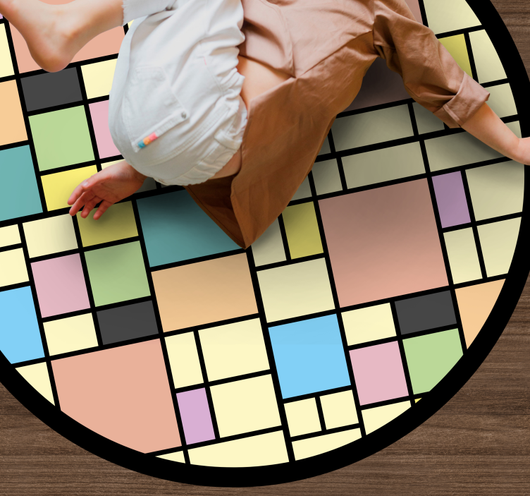 Geometric rug colorful block design - TenStickers