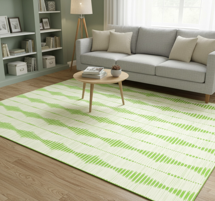 Geometric rug in green rabaul ikat design - TenStickers