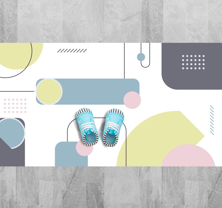 Geometric rug in soft pastel shapes - TenStickers