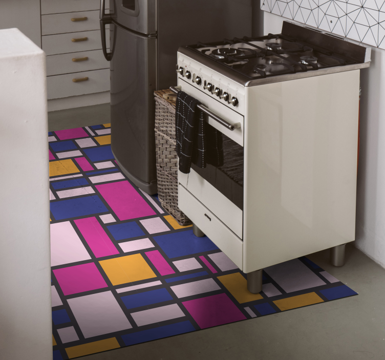 Geometric rug in vibrant color blocks - TenStickers