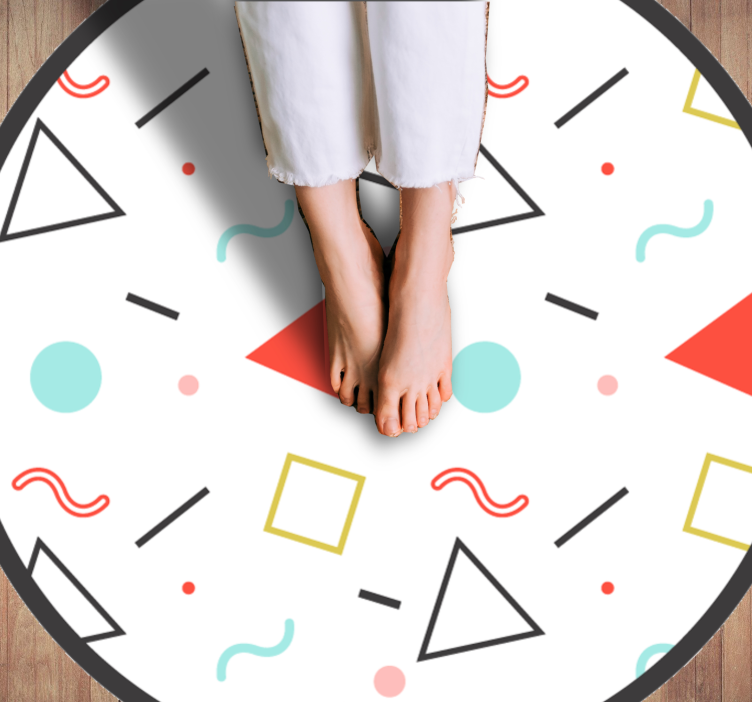 Geometric rug in vibrant colorful shapes - TenStickers