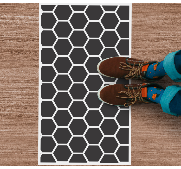 Geometric rug with hexagonal pattern - TenStickers