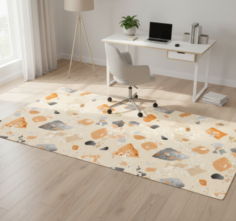 Geometric rug with monochrome terrazzo design - TenStickers