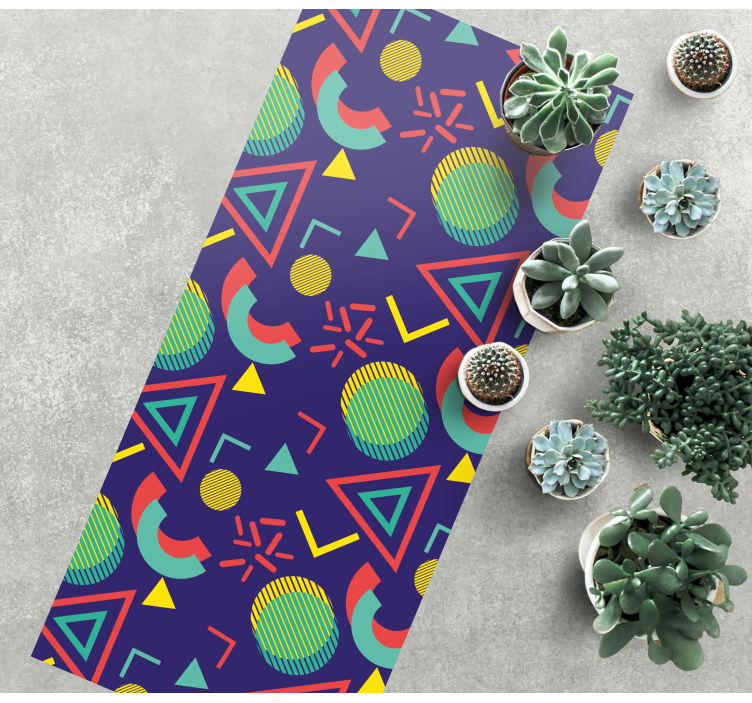 Geometric rug with vibrant geometric patterns - TenStickers
