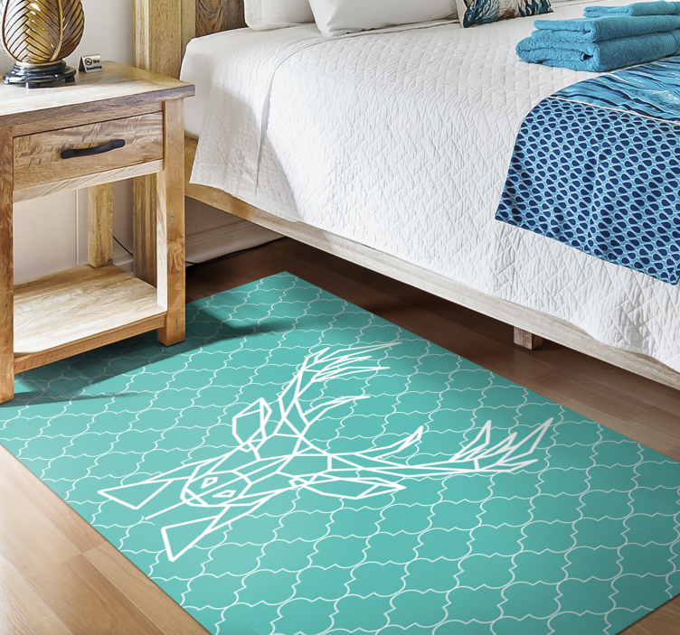 Turquoise origami stag animal mat - TenStickers