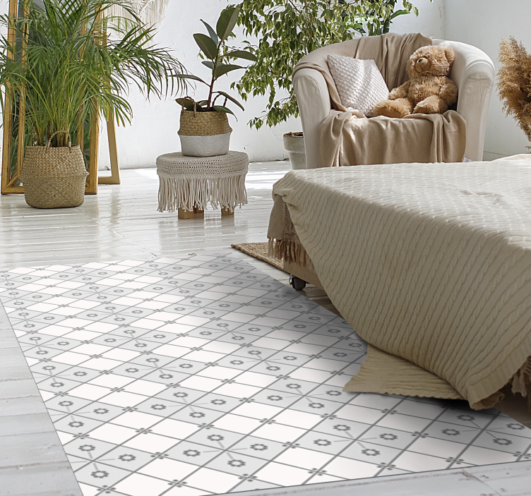 Grey geometry tile carpet - TenStickers