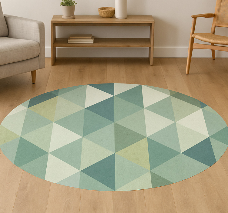 Geometric triangles design green rug - TenStickers
